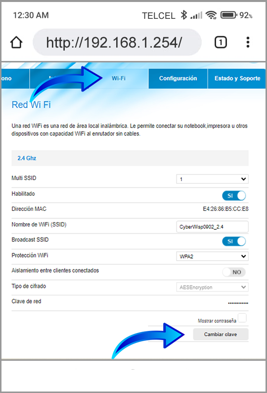 Cambiar contraseña Router