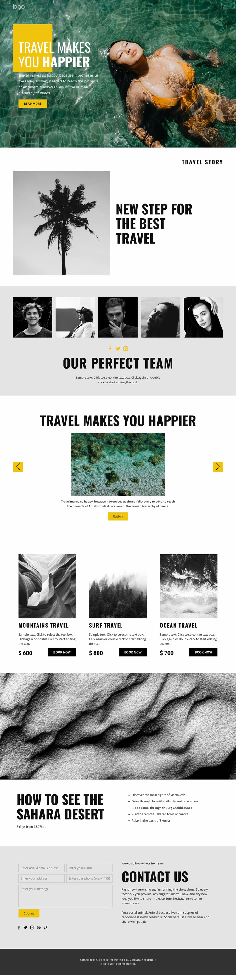 Happy people deserve travel Website Design