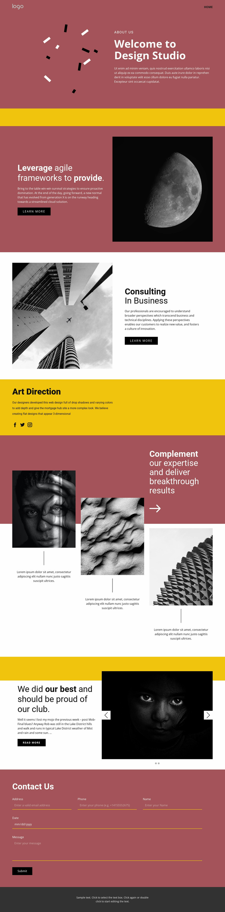Studio of expressive art Website Mockup