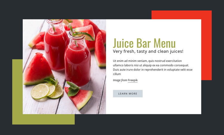 Very fresh, tasty juices Web Design