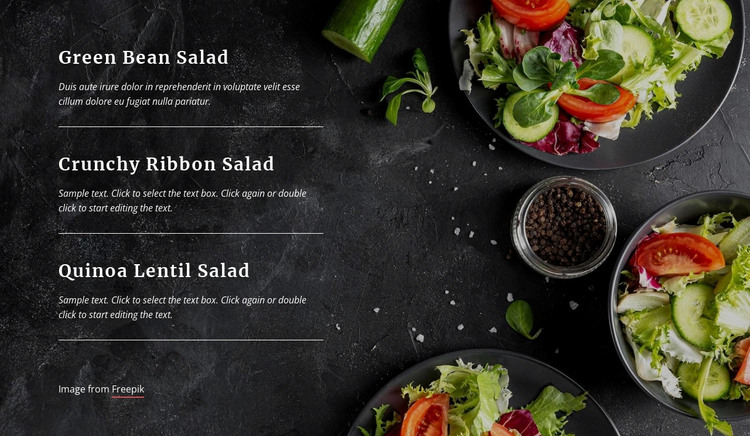 Vegetarian Restaurant Menu HTML Template