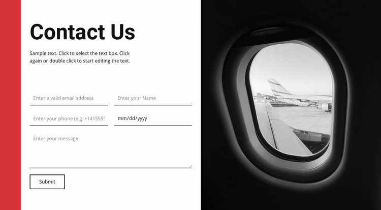Contact form for travel agency Landing Page