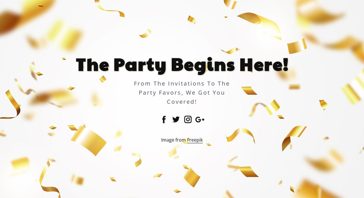 The party begins here Landing Page