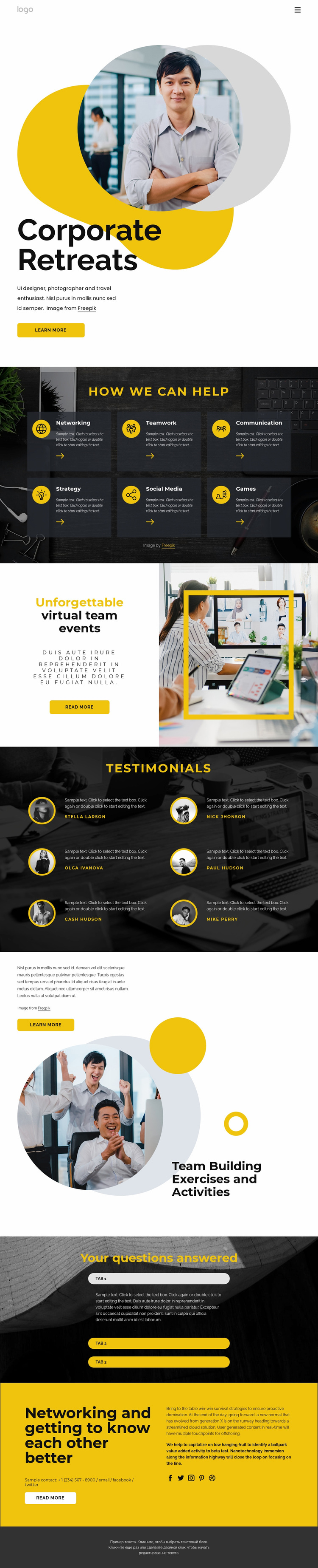 Corporate retreats Website Design