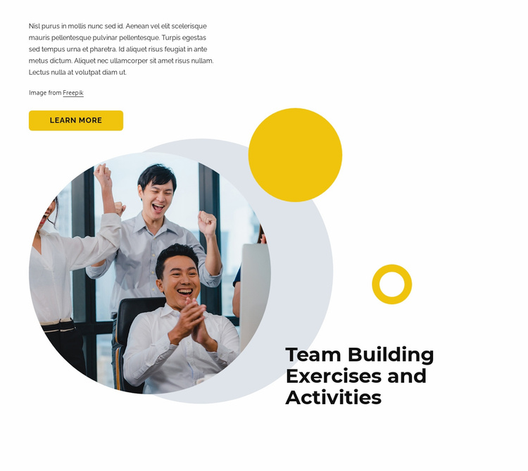 Team building exercises and activities Landing Page