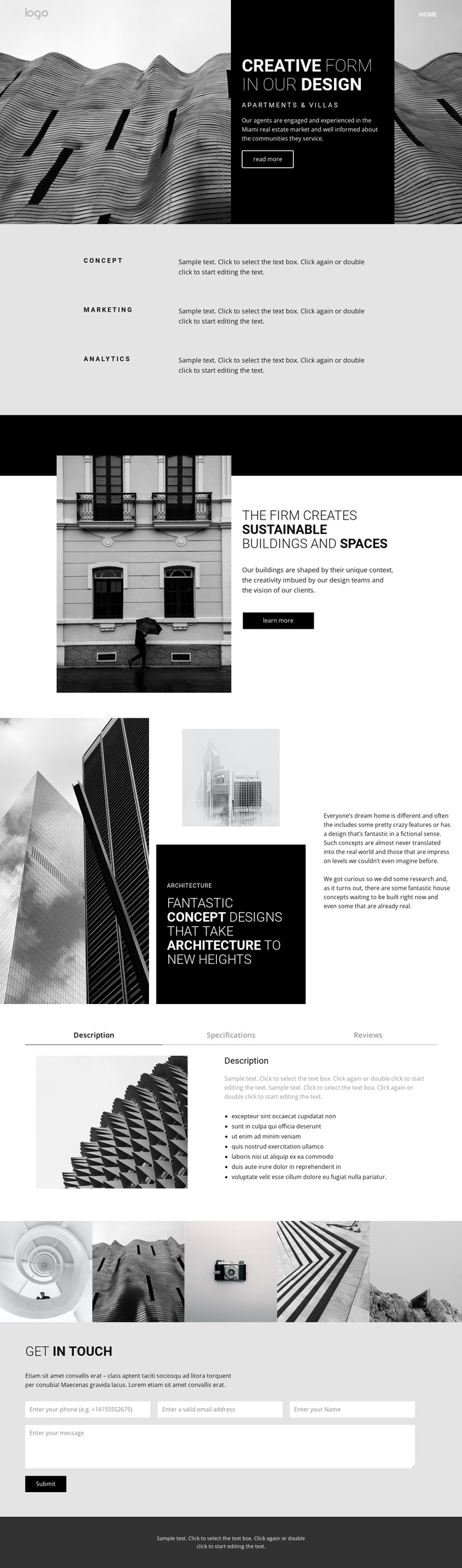 Creative concept architecture One Page Template