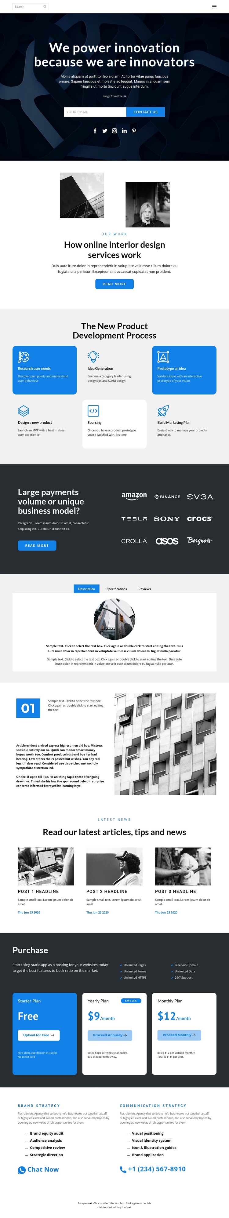 Work innovation One Page Template