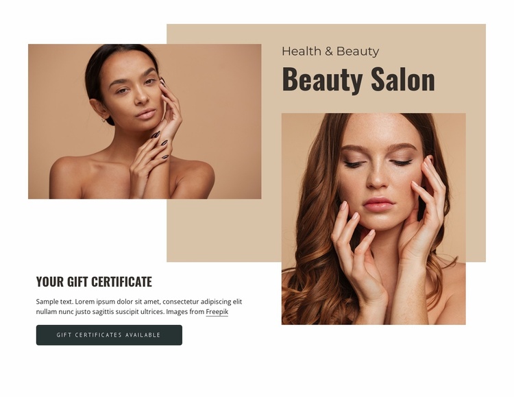 Gift cards to a beauty salon Website Template