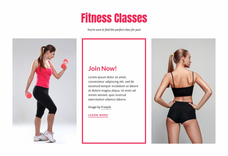  Fitness classes for women Website Mockup