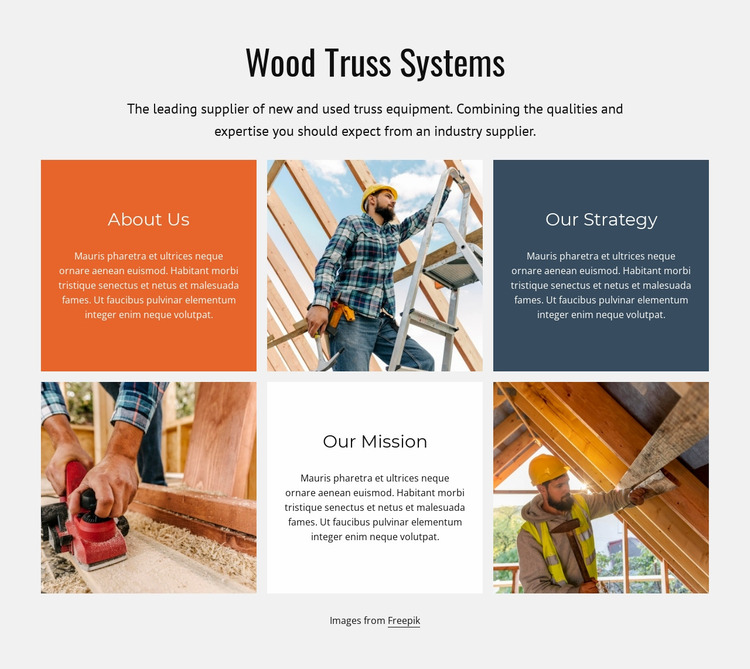 Wood truss system Website Mockup