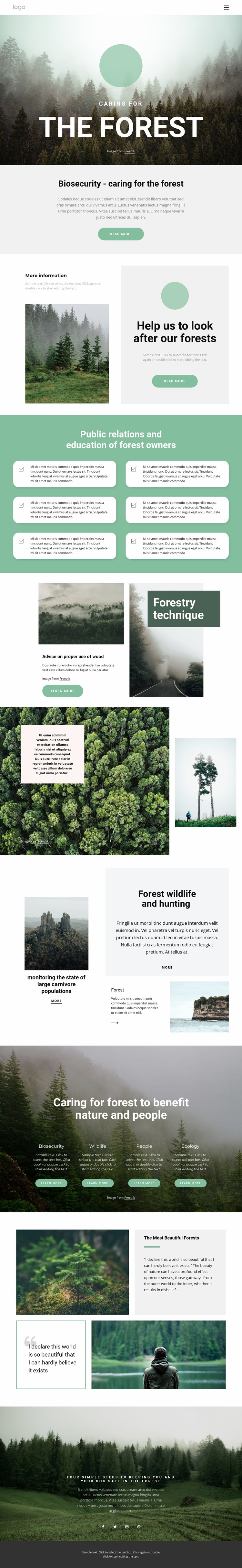 Caring for parks and forests Website Design