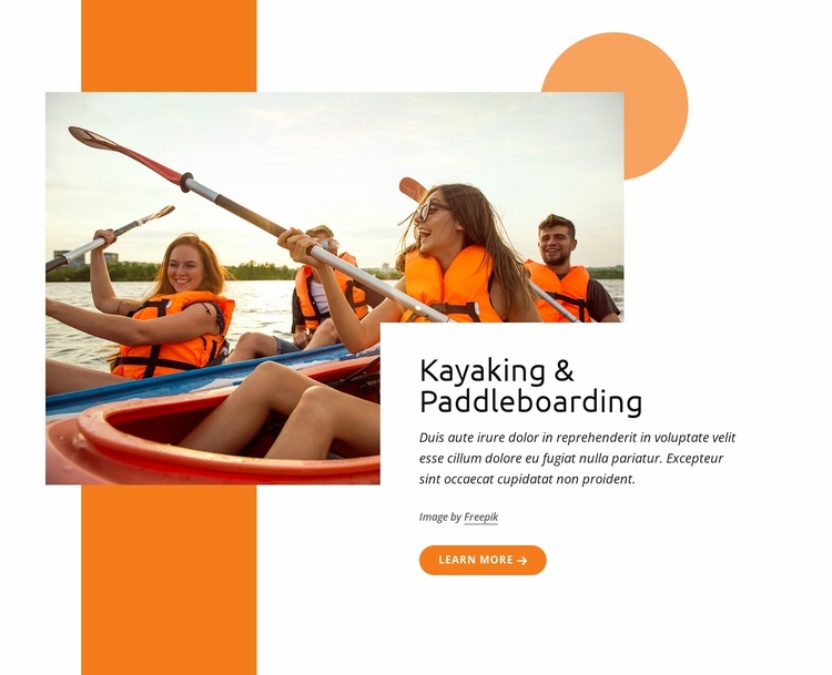 Kayaking and paddleboarding Landing Page