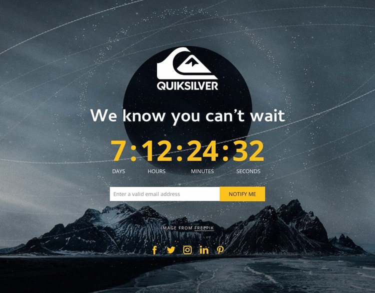 Countdown timer on background Website Builder Templates