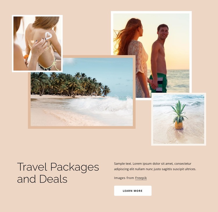 Travel packages and deals Website Mockup