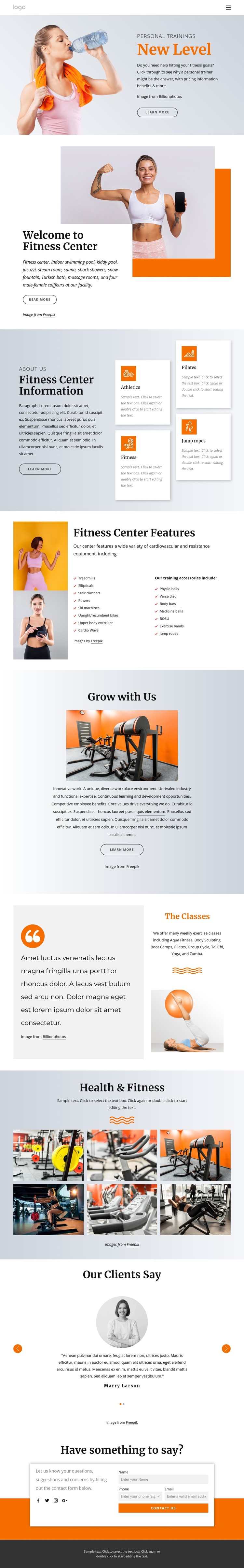 24 hour fitness center CSS Template