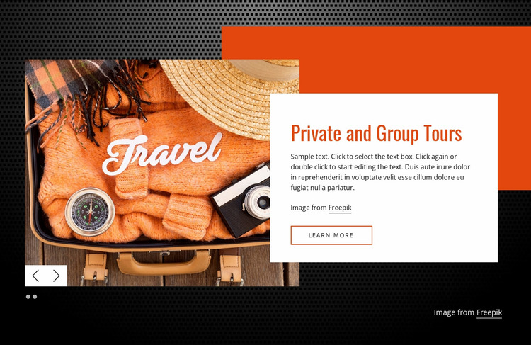 Private and group tours Website Mockup