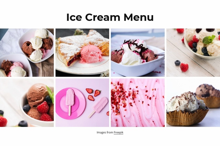 Ice cream menu Website Template