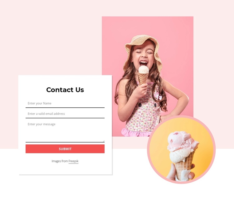 Contact us form with images One Page Template