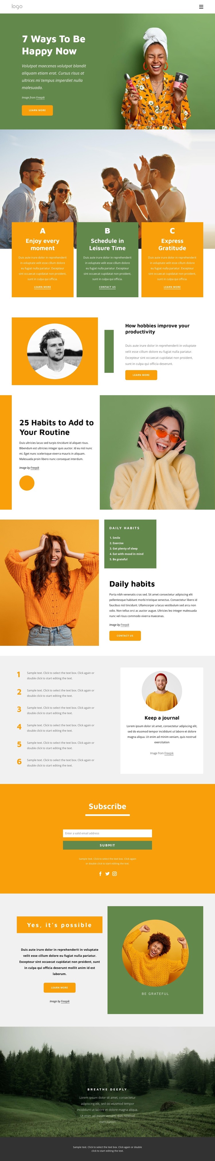 Habits of happy people HTML Template