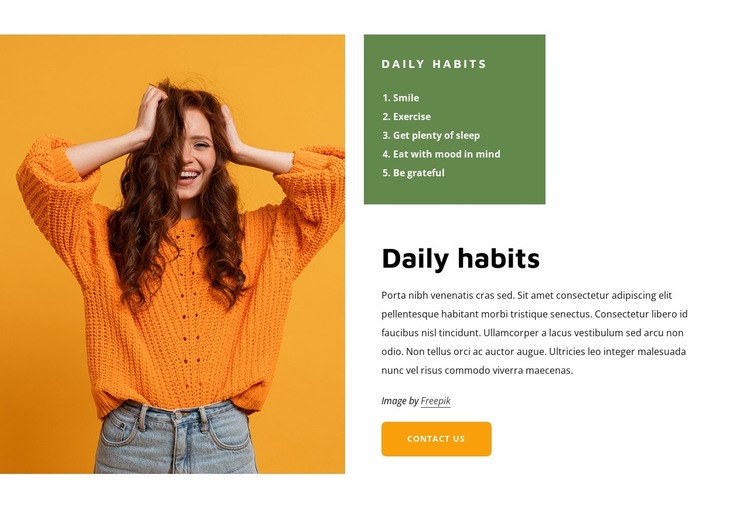 Daily habits Website Mockup