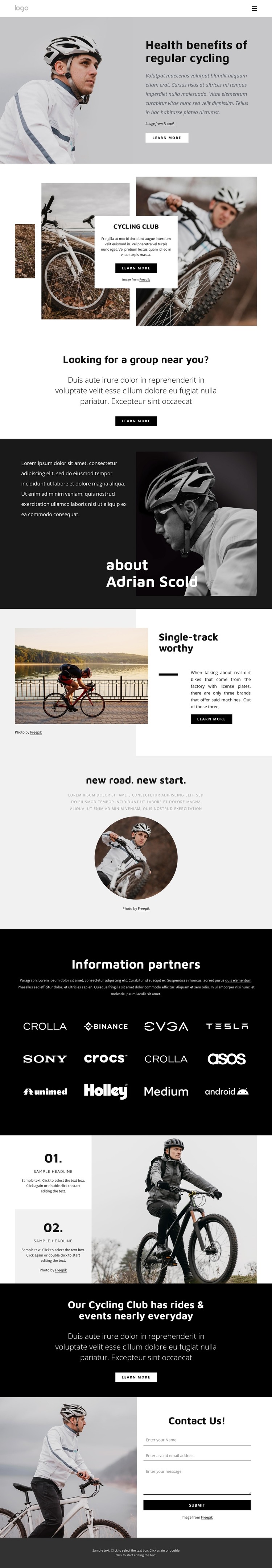 Benefits of regular cycling HTML Template
