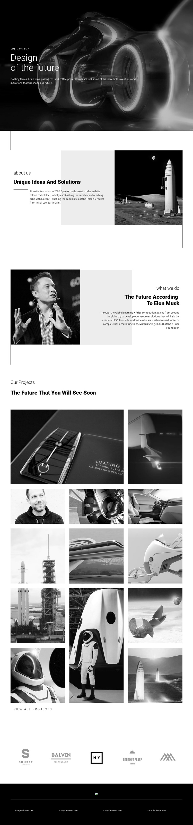 Design of future technology One Page Template