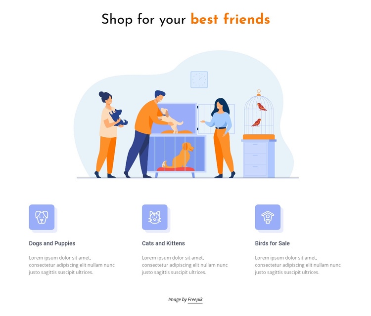 Pets and animals shop One Page Template