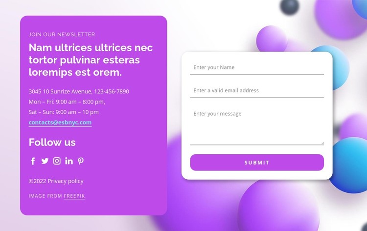 Contact form on abstract shapes CSS Template