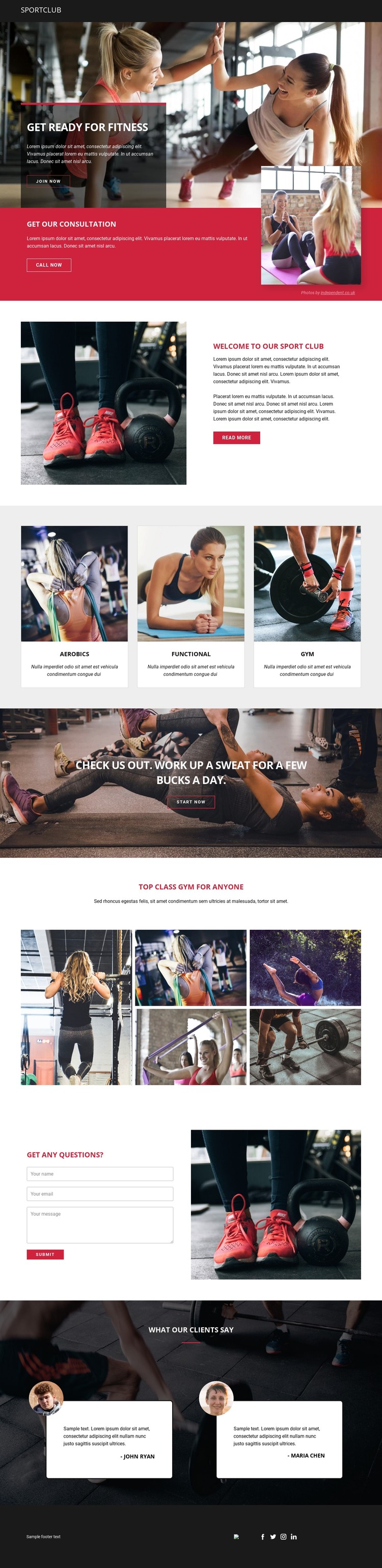Ready for fitness and sports CSS Template