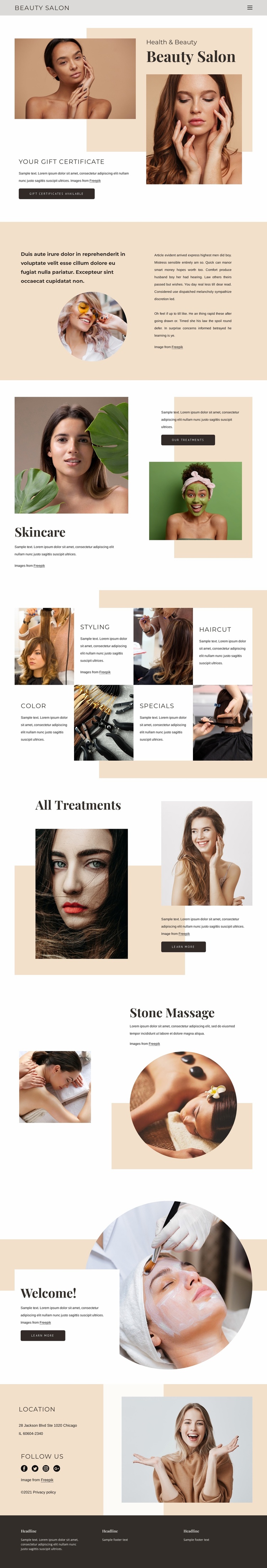 Exceptional beauty service Website Template