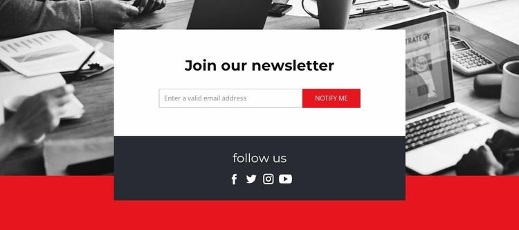 Join our newsletter with social icons Website Design