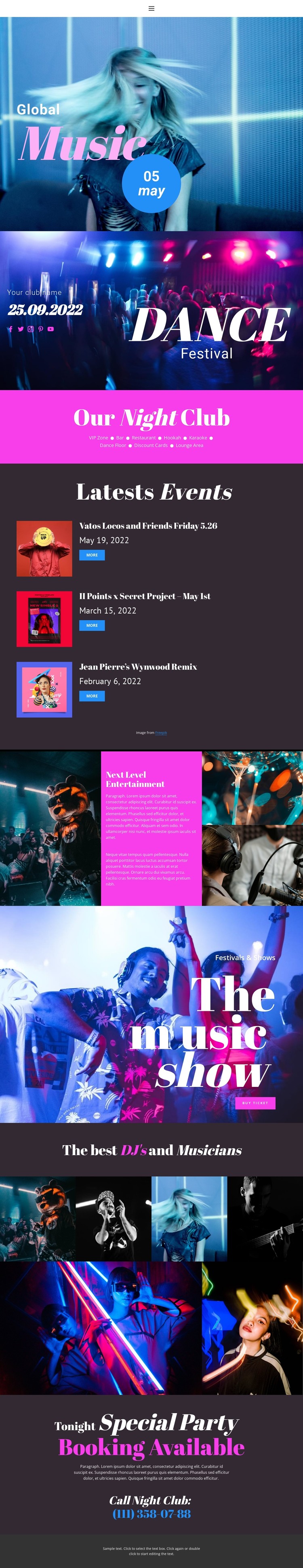 Musical explosion CSS Template