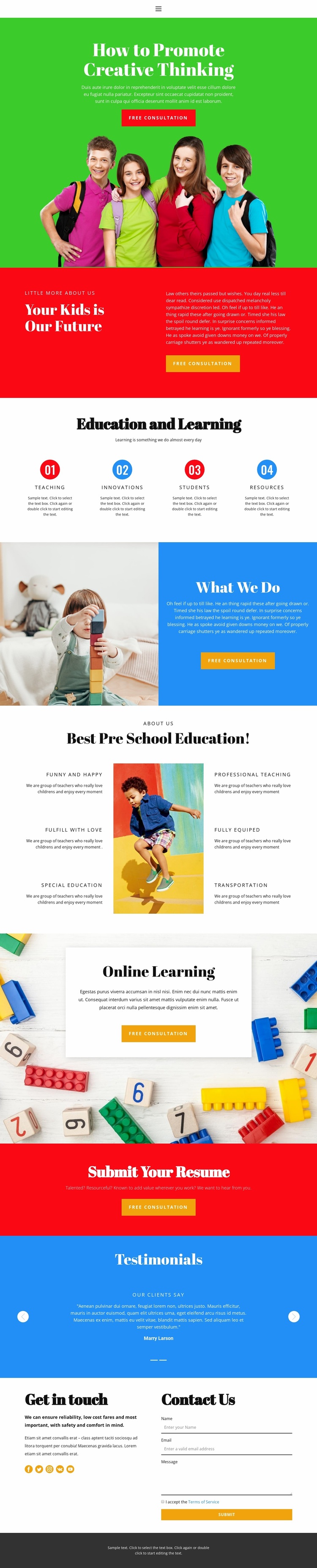 Children's learning online Website Design