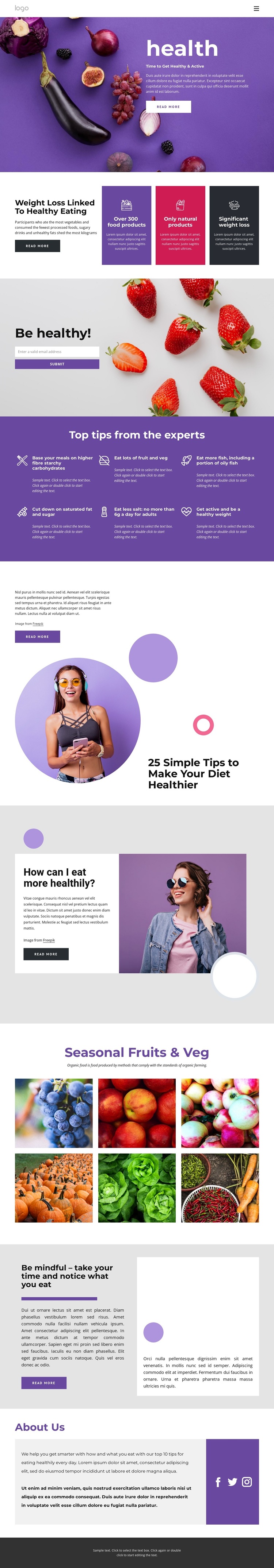Building a healthy and balanced diet HTML5 Template