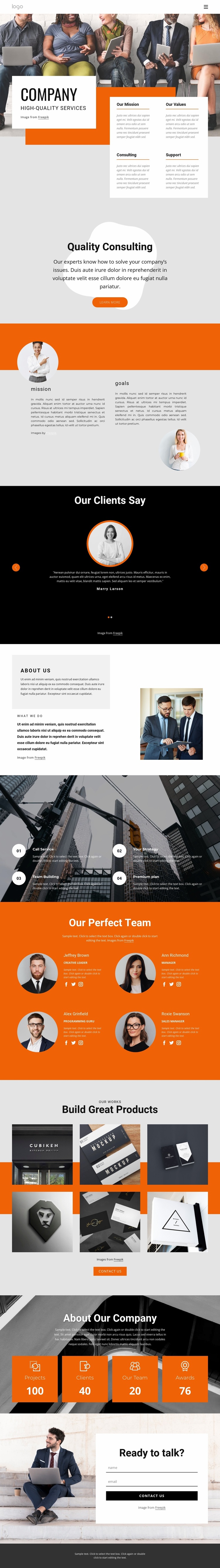 Hight quality consulting firm Landing Page
