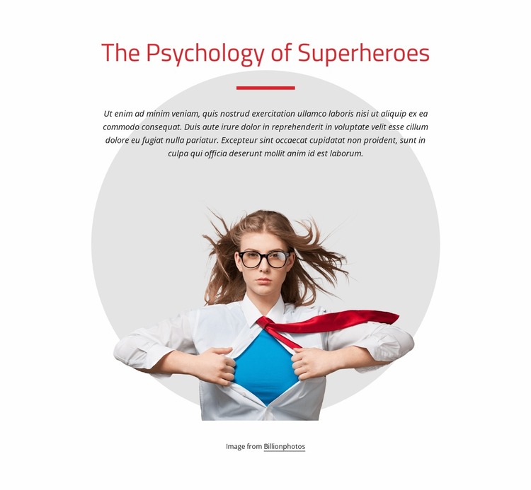 Psychology of superheroes Website Mockup