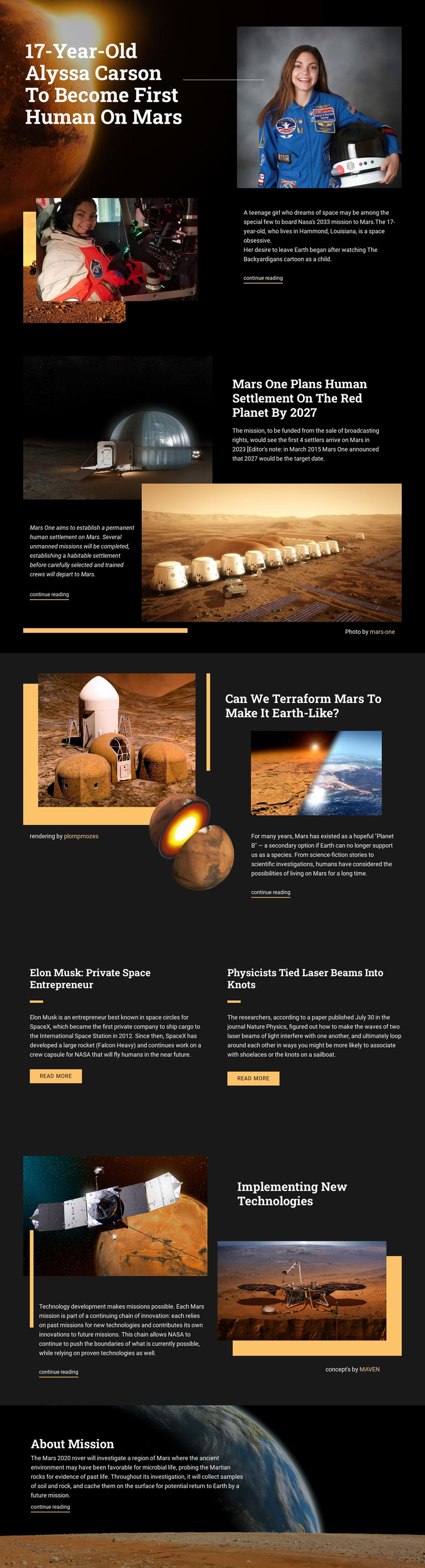 First Human On Mars HTML Template