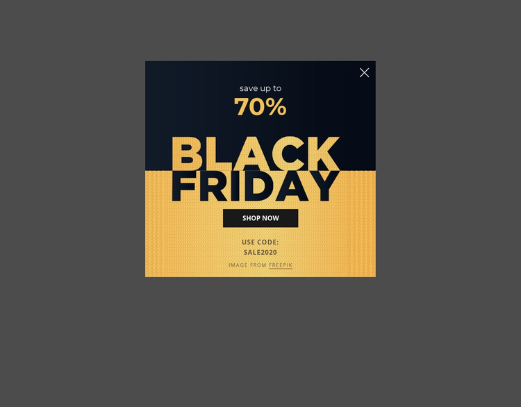 Black friday popup with image background Joomla Page Builder