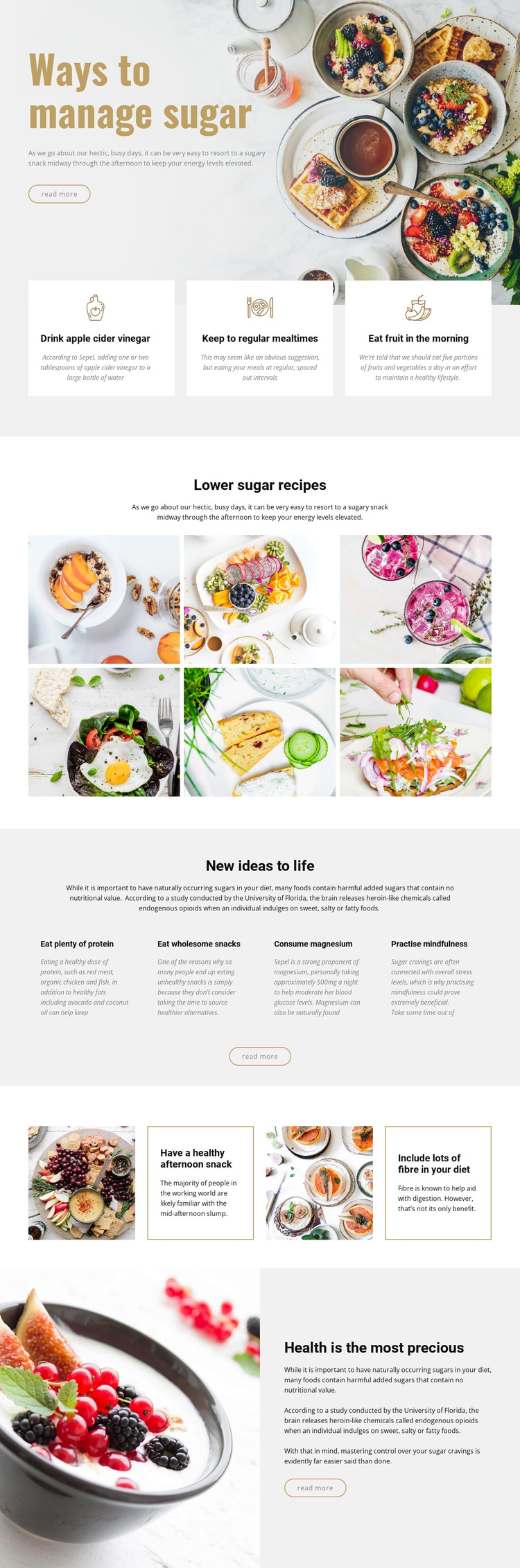 Manage sugar in food HTML Template