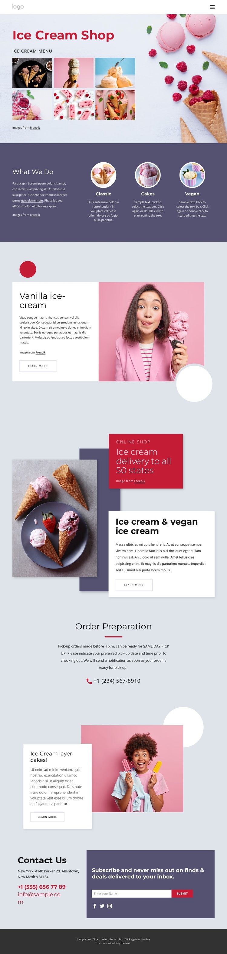 Order ice cream online Joomla Template