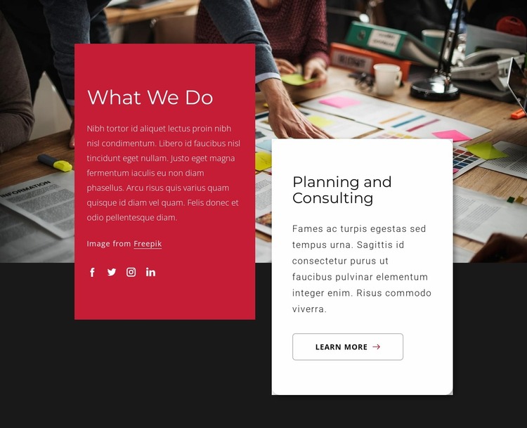 Planning and consulting Website Mockup