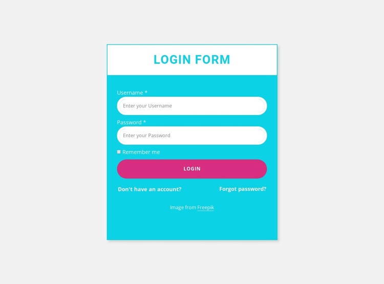 Login form with colored background Website Builder Software