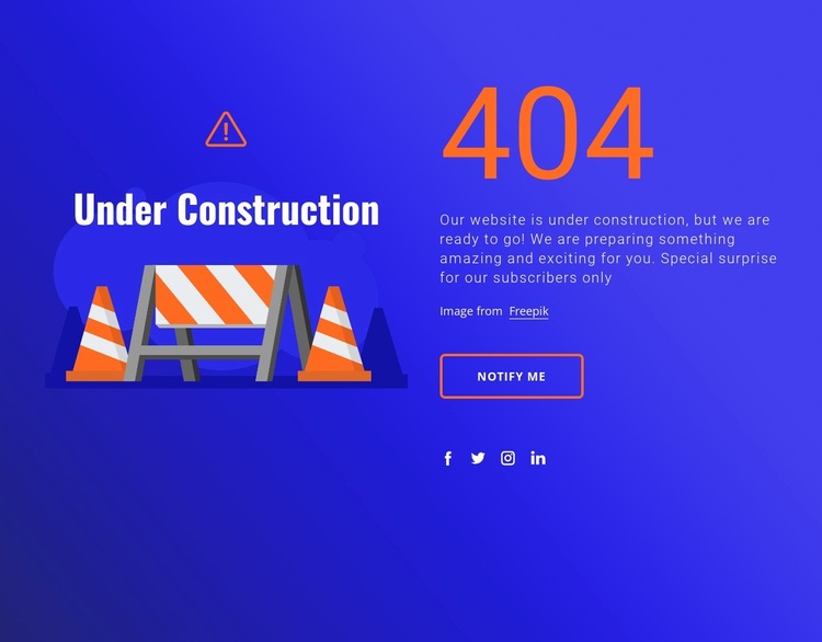 404 message Website Builder Templates