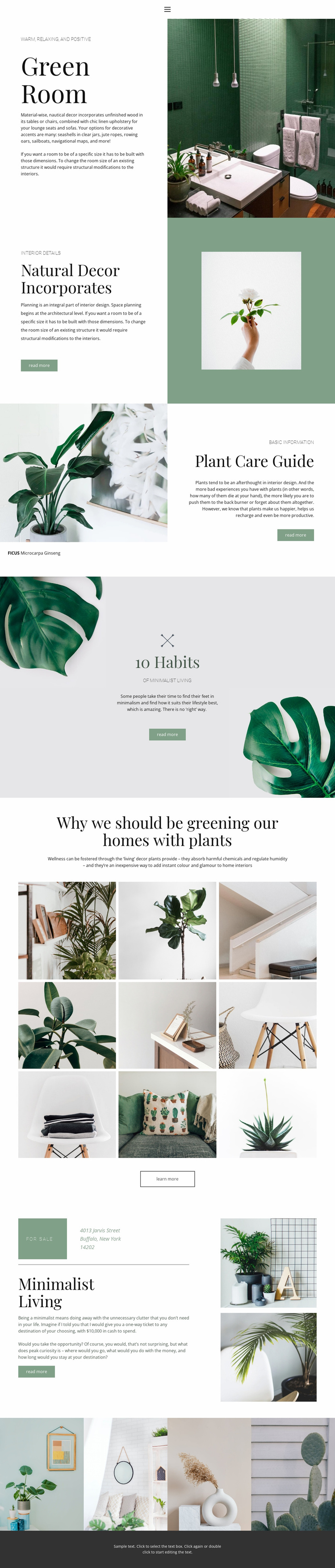 Green details in home Landing Page