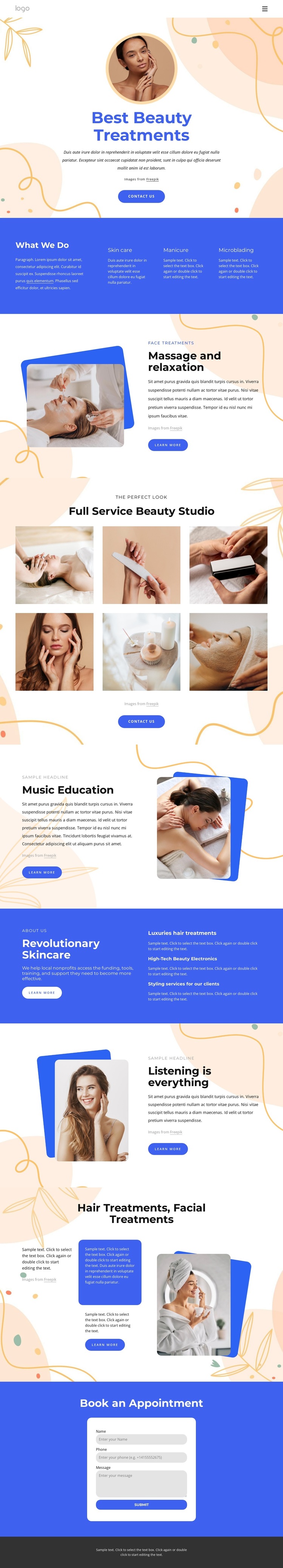 Our beauty treatments HTML5 Template