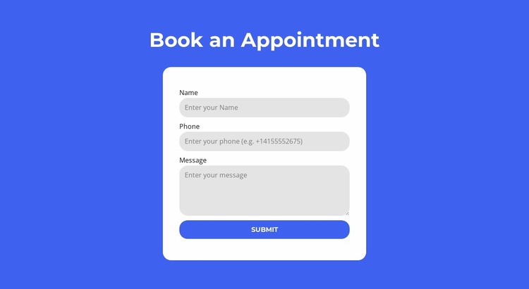 Book an appointment Website Mockup