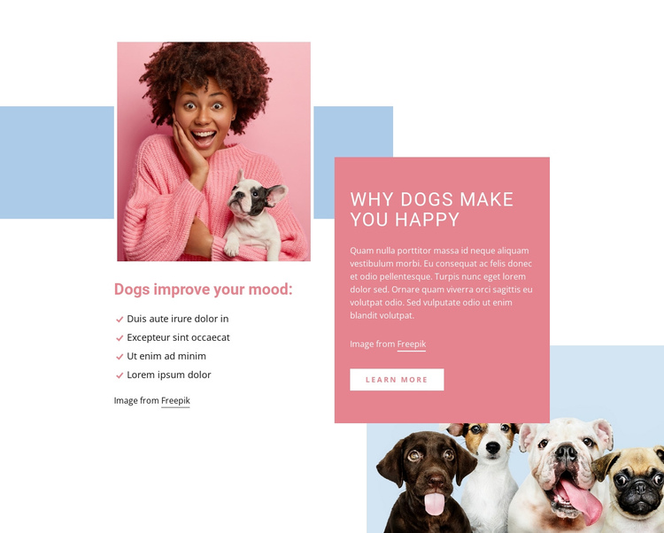 Why dogs make you happy One Page Template