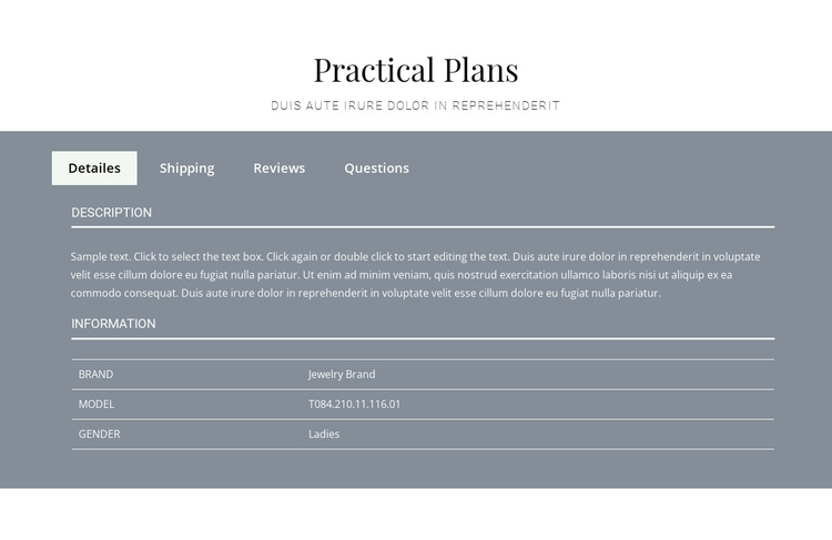 Practical plans One Page Template