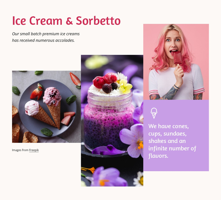 Ice cream and sorbetto Website Builder Software