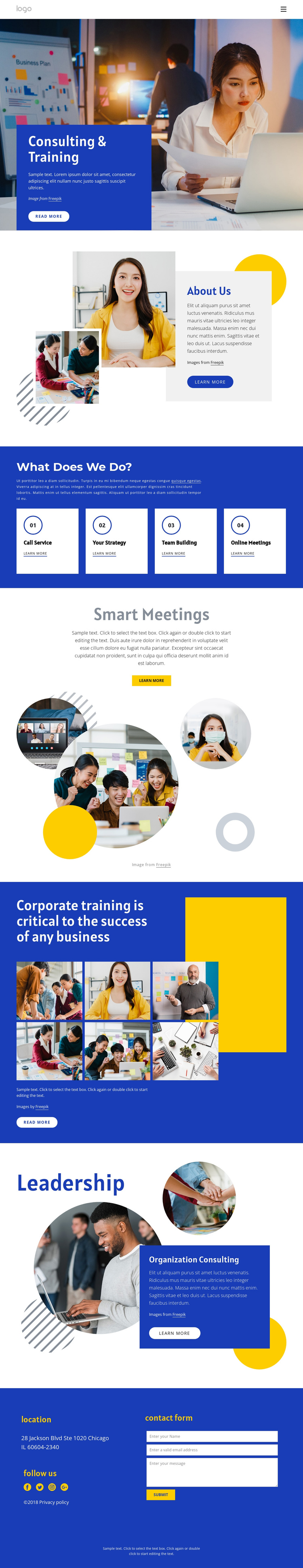 Consulting and training One Page Template